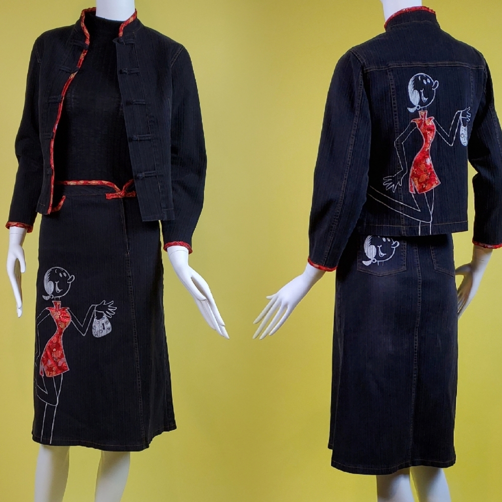 SOLD Vtg 90s pop art skirt set - Picture 2 of 16